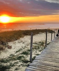 Beach Path Sunset paint by number