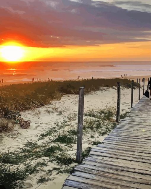 Beach Path Sunset paint by number