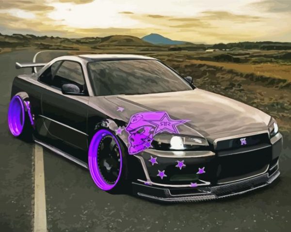 Black Nissan Skyline Car paint by number