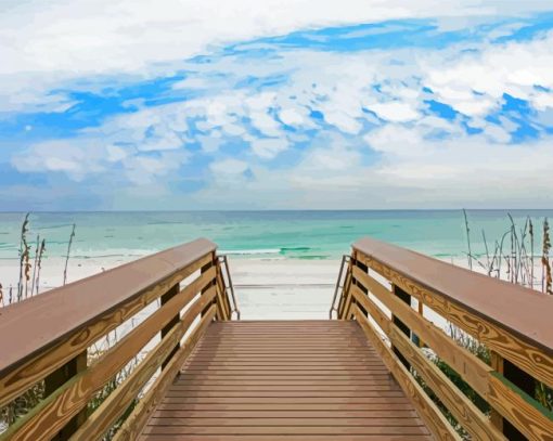 Boardwalk In Fort Walton Beach paint by number