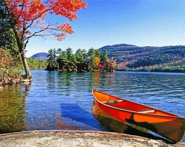 Canoe Lake Landscape paint by number