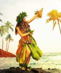 Hawaiian Girl Hula Dance paint by number