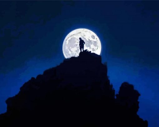 Man On The Moon Silhouette paint by number