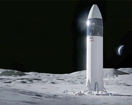 Starship On Moon paint by number