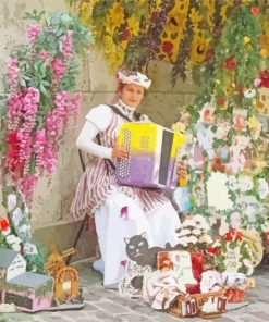 Woman Playing Accordion paint by number