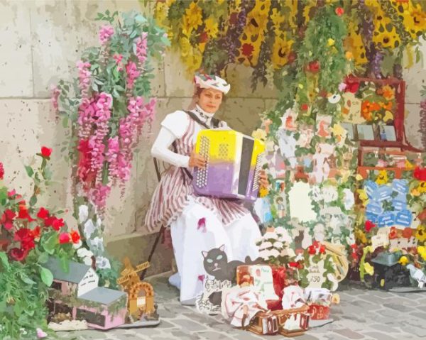 Woman Playing Accordion paint by number
