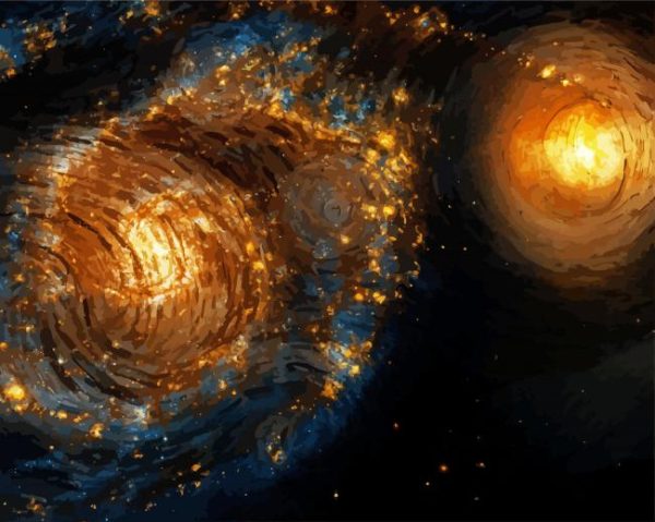 Abstract Gold Starry Galaxy paint by number