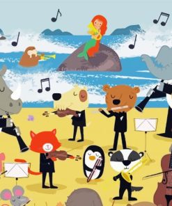 Animals Music In Beach paint by number