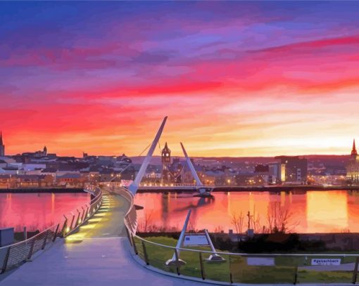 Beautiful Sunset In Londonderry Bridge paint by number