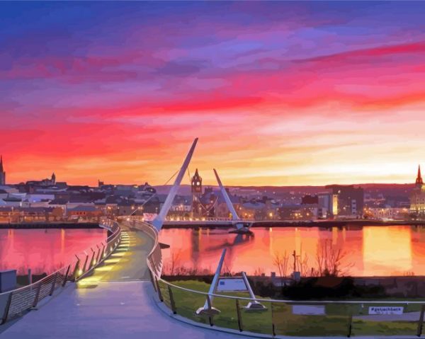Beautiful Sunset In Londonderry Bridge paint by number