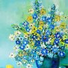 Blue Yellow Flowers Vase And Lemons paint by number