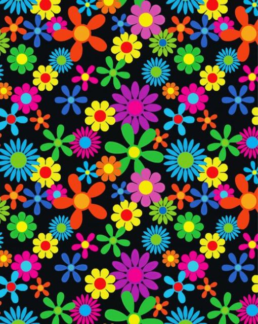 Colorful Hippie Flowers paint by number