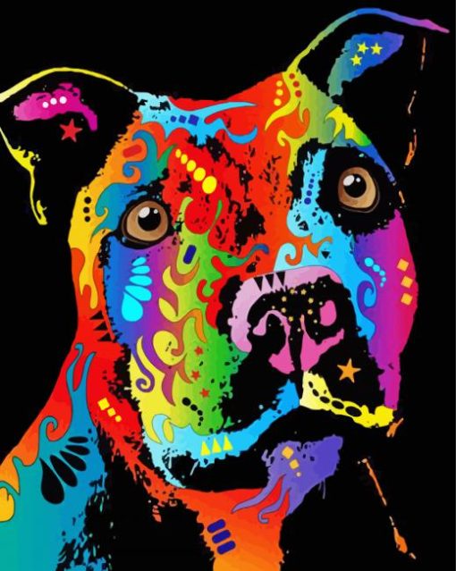 Colourful Staffy Art Diamond Painting