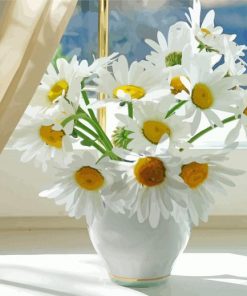 Daisy Flowers By Window paint by number