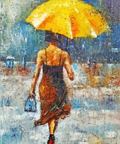 Lady With Yellow Umbrella Abstract Art paint by number