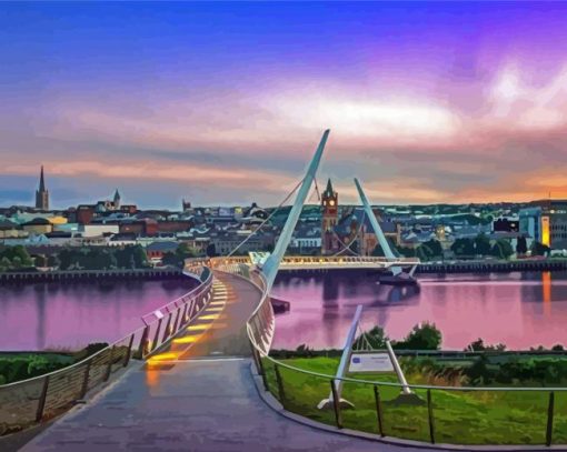 Peace Bridge In Londonderry paint by number