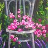 Pink Flowers On Chair paint by number