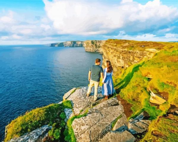 Couple In Cliff Of Mother paint by number