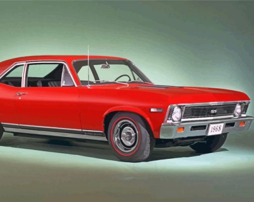 Red Chevy Nova paint by number