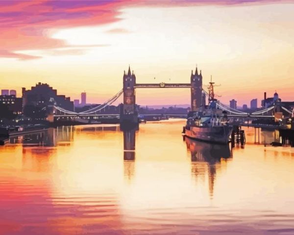 London Thames At Sunset paint by number