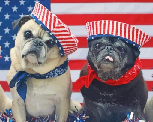 Patriotic Dogs paint by number