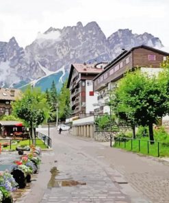 Cortina D Ampezzo Village Italy paint by number