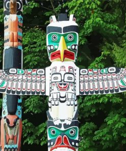 Totem Pole Native Indian Vancouver paint by number