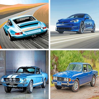 Blue Car Paint By Numbers