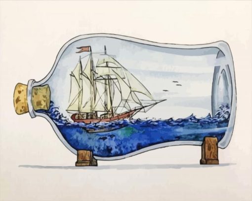 Ship In Bottle Of Water Art paint by number