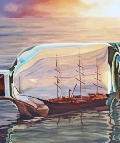 Pirate Ship In Bottle paint by number