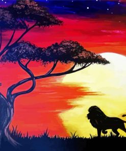 Lion Sunset Silhouette paint by numbers