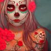 Sugar Skull Tattooed Woman paint by numbers