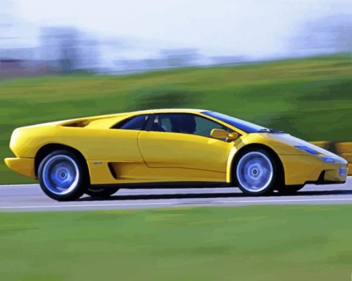 Yellow Lamborghini Diablo paint by numbers